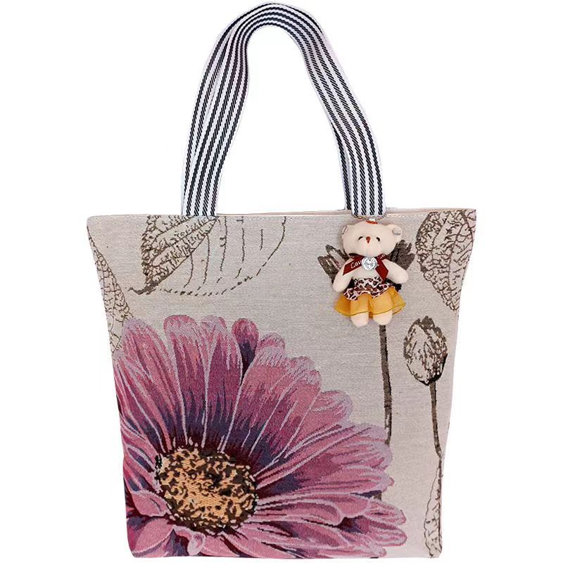 Large capacitty linen canvas shoulder bag