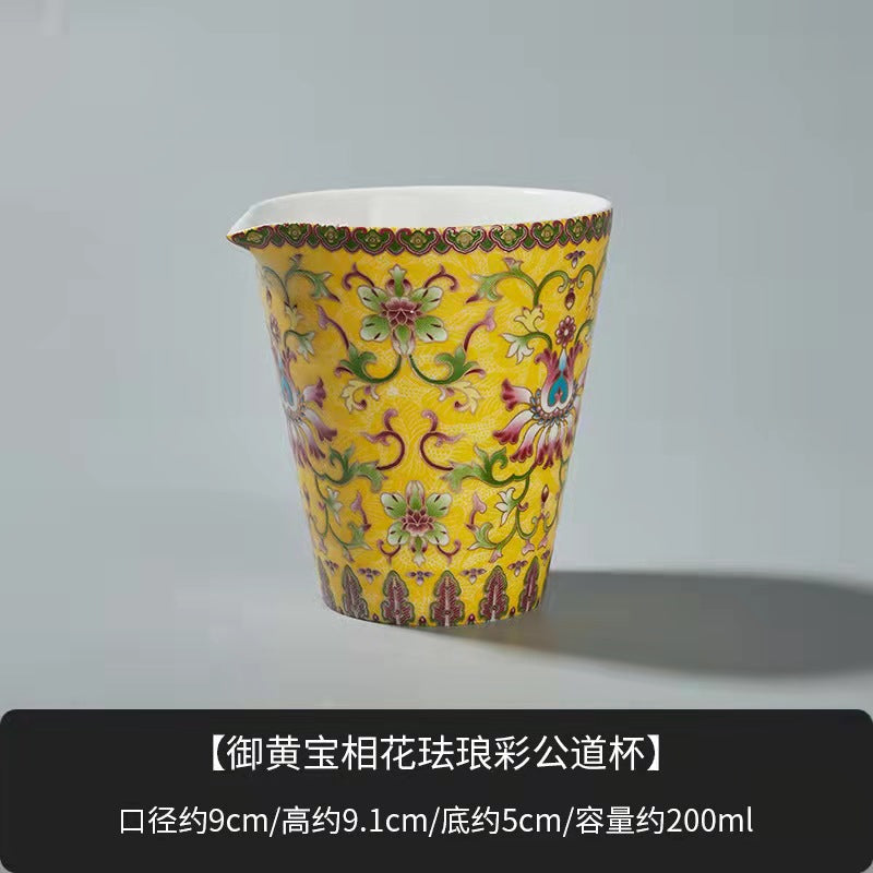 Enamel ceramic Gaiwan with pot holder teacup set