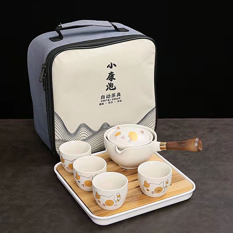 Revolving Tea Cup Set Revolving Teapot Travel Teacup Set (Multicolor)