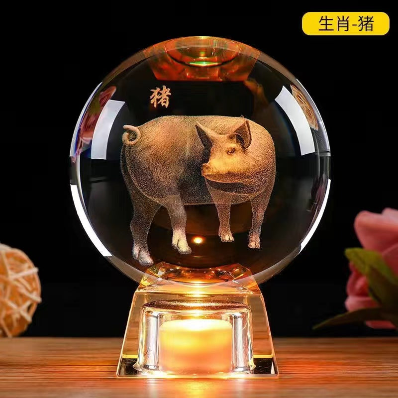 12 Zodiac Luminous Crystal Ball Ornaments
