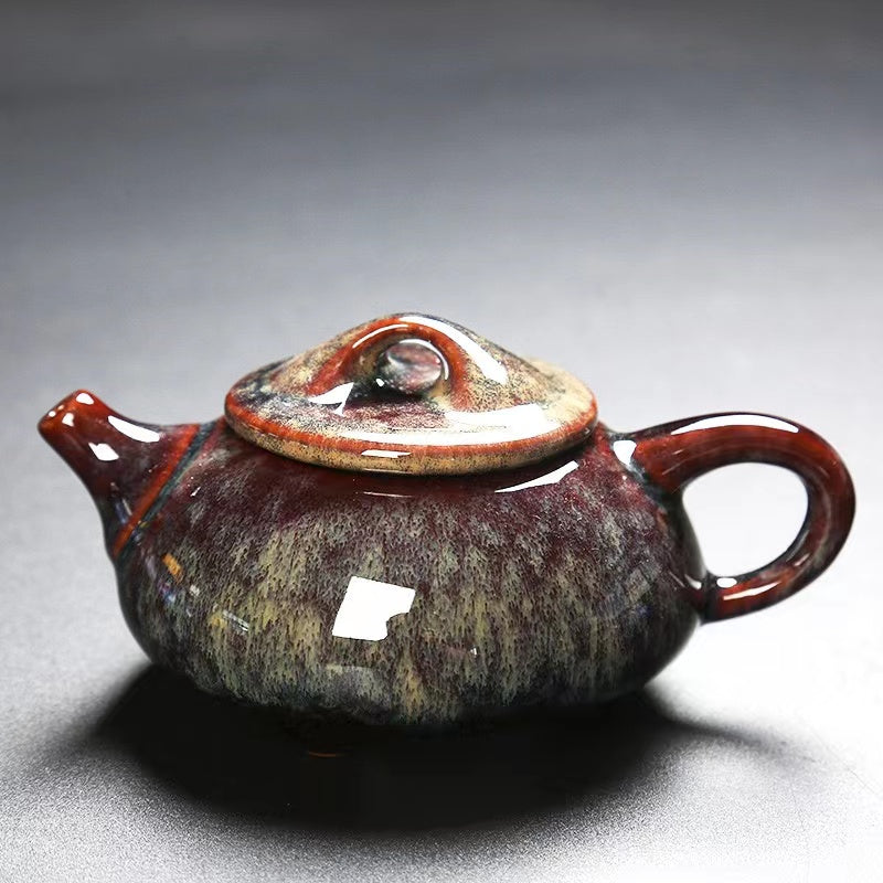 Kiln-Glazed Tianmu Glaze Kung Fu Tea Set Accessories Side Handle Pot