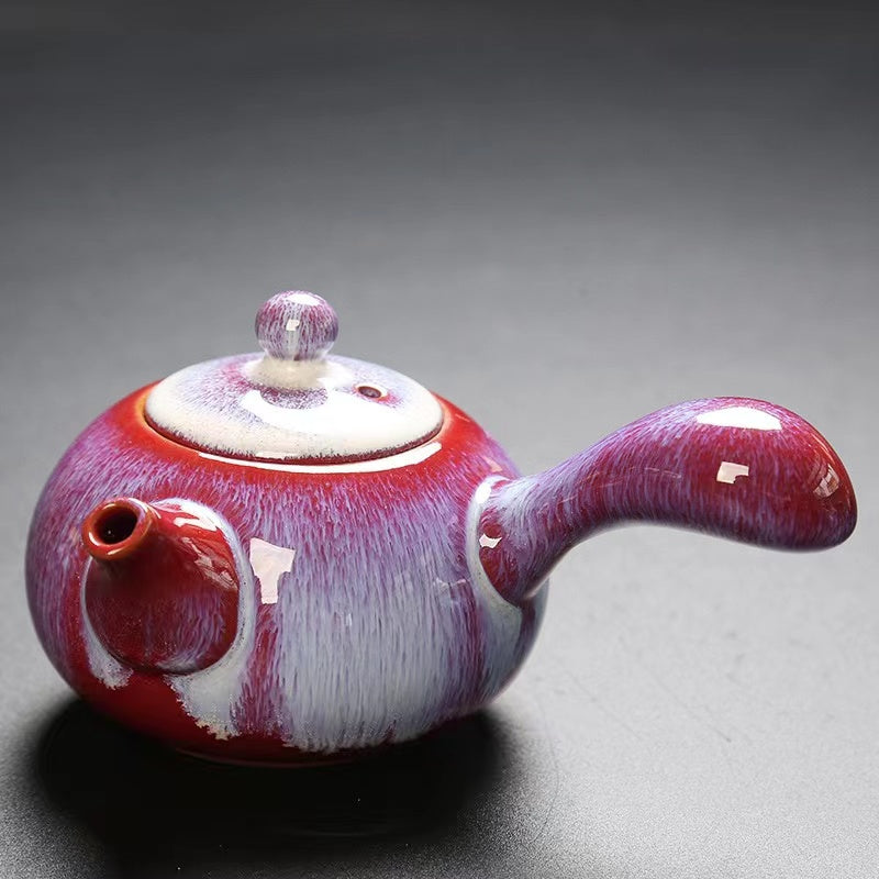 Kiln-Glazed Tianmu Glaze Kung Fu Tea Set Accessories Side Handle Pot