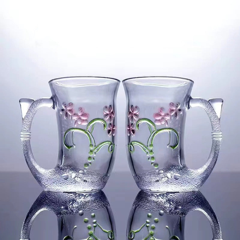 Crystal glass creative mug with handle