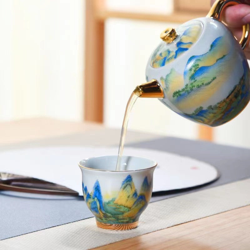 A Thousand Miles of Rivers and Mountains Teapot Teacup Sets